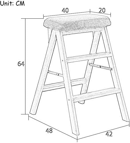 Taburete de interior de 3 escalones: escalera madera plegable rosa gris 2