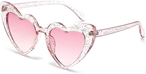 Dollger Heart Shaped Sunglasses For Women Vintage Cat Eye Glitter stylish Love heart Glasses for party PINK