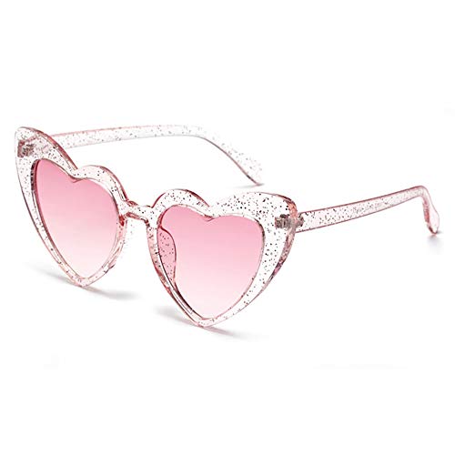 Dollger Heart Shaped Sunglasses For Women Vintage Clout Goggle Cat Eye Glitter stylish Love Glasses PINK