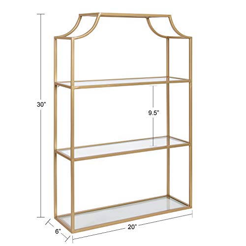 Image of Kate and Laurel Ciel Glam 3-Tier Scalloped Wall Shelf, 20 x 30, Gold, Modern Shelving with Glass Tiers