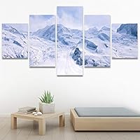 SIGNWIN 5 Panel Canvas Wall Art Modern Art Expressive Landscape Modern Mountain Top Multicolor Photography for Home Decorations Ready to Hang - 60