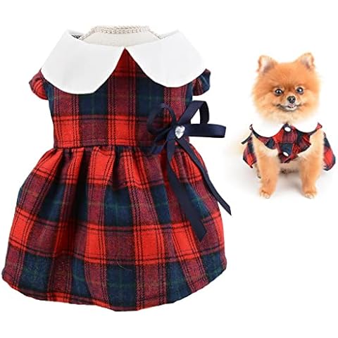 SMALLLEE_LUCKY_STORE Vintage Scottish Plaid Dog Dress Cover