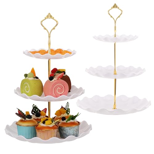 TsunNee 2PCS 3-Tier Cake Stand Cupcake Holder, Dessert Plates Cakes Fruit Cookie Candy Display Tower Serving Platter, Pastry Tiered Serving Tray for Wedding Birthday Baby Shower