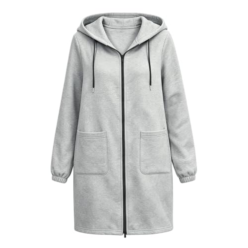 Long Zip Up Hoodie Women Trendy Oversized Hooded Sweatshirts Fleece Jacket - image 4