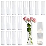Glass Vase 18pcs Glass Cylinder Vases for Centerpieces Small Flower Clear Vases Home Decor Centerpiece Table Flower Vase Decorations for Office Beautification＆Holiday 7.5 Inch Tall