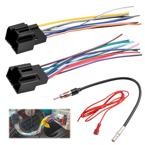 Radio Wiring Harness,Car Audio & Video Wiring Harnesses Kit with Antenna Adapter & Ignition Wire,Plug and Play Stereo Wirings Harness Compatible with Cadillac GMC Chevrolet