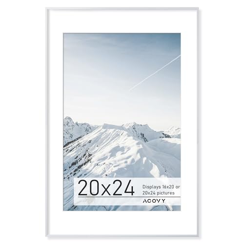 Acovy 20x24 Poster Frame with Mat for 16x20, Premium Aluminum