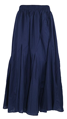 Beautybatik Women Cotton Boho Gypsy Long Maxi Godet Broomstick Flare Skirt Plus Size 1X 2X 3X2