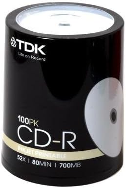 TDK CD-R Recordable 52X 80min 700mb Inkjet Printable 100 Pack!!