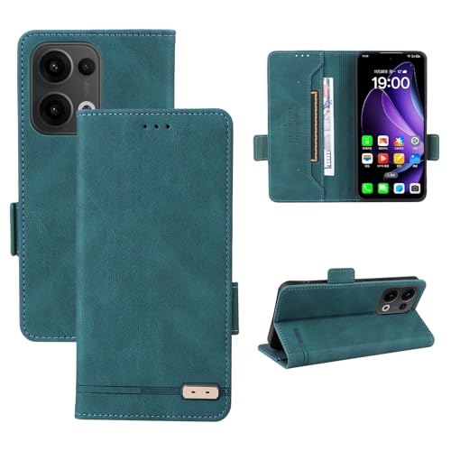 Étui portefeuille Oppo Reno 13 Pro coque cuir folio rabat vert