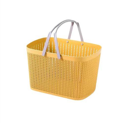 Vzqr バスケット お風呂用 収納 手提げ長方形 ふた付き ブルー 21.5×31.5×20cm ポリプロピレン (20x33x22cm(キャップなし),イエロー)