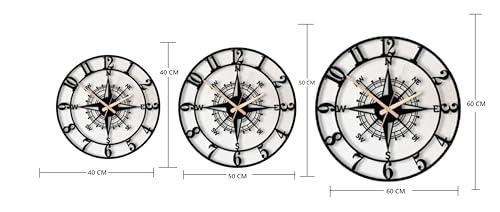 Image of Stylish Metal Analog Wall Clock for Living Room, Bedroom, Office, Kitchen, Home and Hall | Antique Fancy Big Size Modern Wall Watch for Home Decor (Style-6, 40CM)