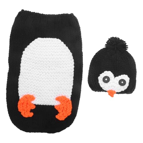 Pinguino Fotografia Prop Outfit Neonato Costumi Fatto a Mano Alluncinetto Morbido per Doccia nero