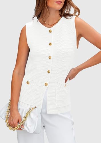 Image of PRETTYGARDEN Women's 2026 Spring Sweater Vest Sleeveless Button Down Knit Cardigan Tank Tops Summer Business Casual Outfits