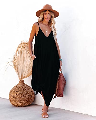Women\'s Loose Maxi Dresses Casual Long Dresses with Pockets (S, Black) - Thumbnail 6