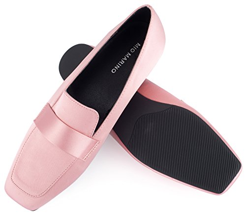 Mio Marino Comfortable Flat Dress Shoes for Women - Square Toe Satin Flats