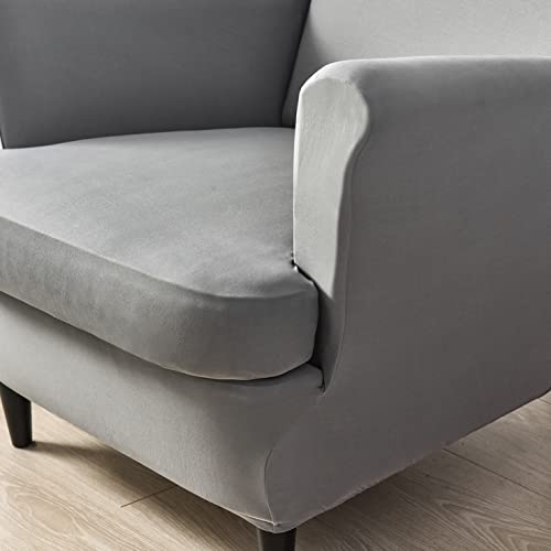 Niluoh Wing Chair Cover Set, Include 2 Piece Stretch Wingback Chair Slipcover And Ottoman Cover, Removable Machine Washable Armchair Chair Cover For Living Room (Light Grey) #TOP5