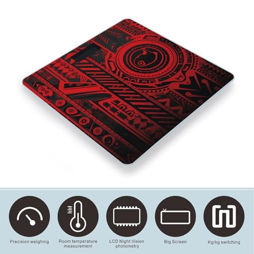 Báscula digital para baño negra y roja de vidrio templado miniatura 3