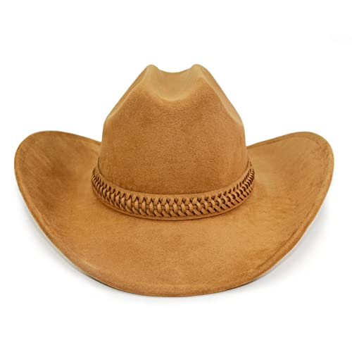 Image of FLUFFY SENSE. Cowboy Hat for Women and Men with Shapeable Wide Brim - Felt Cattleman Western Hats for Cowboys and Cowgirls