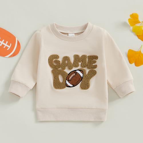 Toddler Baby Girl Boy Fall Clothes Football Game Day Sweatshirt Tops Crewneck Pullovers Shirt Kids Football Outfit2