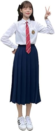 Japanese School Girls Uniform Students Back to School Costume Classmates Uniform JK Outfit Long Pleated Skirt