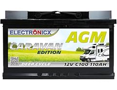 Electronicx AGM CARAVAN Versorgungsbatterie 12V 110Ah / 110 Ah Deep Cycle Batterie wartungsfrei versiegelt Pluspol rechts – Wohnmobil Wohnwagen Solar Batterie 315×175×190 mm zyklenfest Caravanakku