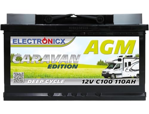 Electronicx AGM CARAVAN Versorgungsbatterie 12V 110Ah / 110 Ah Deep Cycle Batterie...
