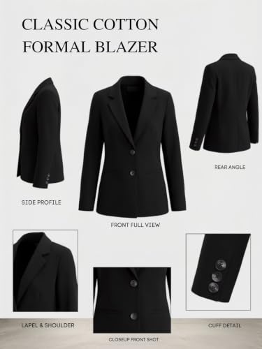 Image of modny Women's Formal Cotton Blazer | Single-Breasted, Button Closure, Long Sleeves Blazer for Girls | Professional Outfit for Office & Meetings
