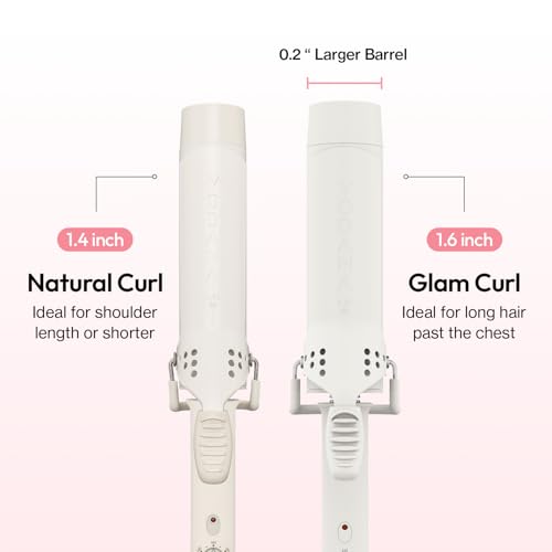 Image of VODANA GlamWave Ceramic Hair Curler 1.6 inch - Shiny & Damage-Free Natural Waves with All-Day Hold | Advanced Double Ceramic Coating with Rapid Instant Heat, Ivory