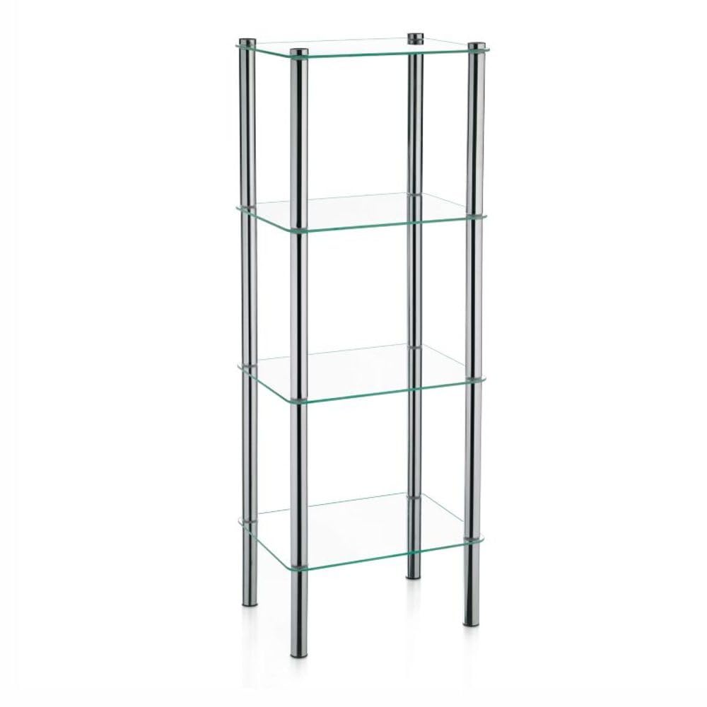 kela Badezimmer Regal 30 x 40 x 107 cm LARS, Metall Badregal stehend, 4 Etagen, Sicherheitsglas, verchromt