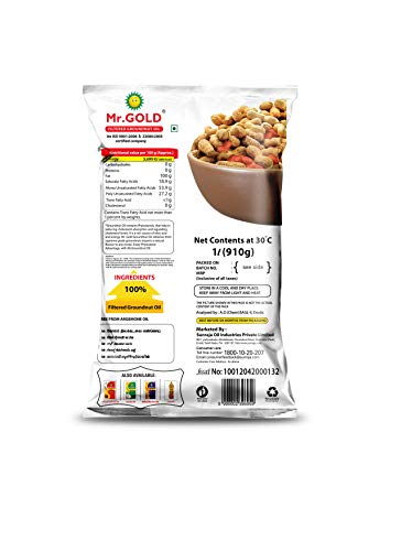 Image of Mr.Gold Groundnut Oil Pouch, 1 L | Pure | Natural | No preservatives | No artifical fragrances- Total 1L