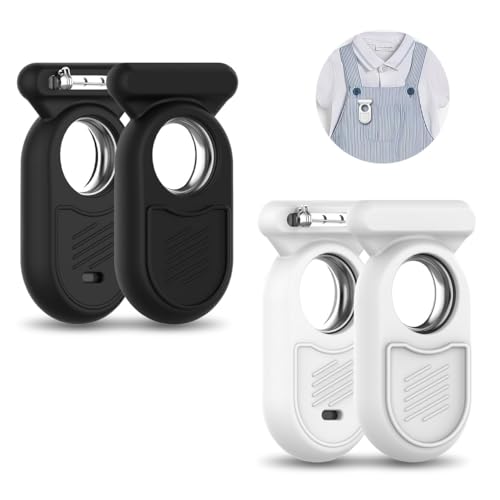 NALACAL Galaxy SmartTag2 Case with Invisible Pin Full Protective Anti-Slip Waterproof Silicone Case for Samsung Galaxy Smart Tag 2 for Kids Pet Clothing Backpack Luggage (Black & White)[2 Pcs]