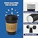 JOLLY CHEF 100 Pack 12 oz Coffee Cups with Lids, Sleeves and Stirrers, Disposable Black Hot Paper Coffee Cups for all Kinds of Beverages