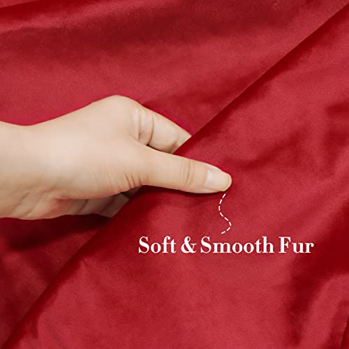 Bunny Chorus Christmas Tree Skirt, 48 Inches Red Luxury Velvet Plush Fur Skirts With Gold Embroidered Holly Leaf For Rustic Xmas Tree Holiday Decorations thumb #4
