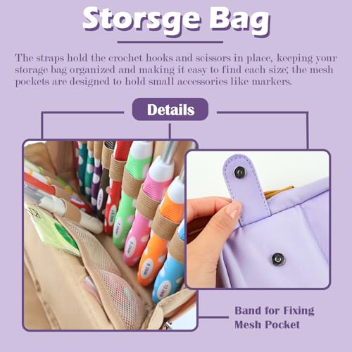 Image of Novelchet Ergonomic Crochet Hooks Set, 13 Sizes Crochet Needles for Beginners with Case 2mm(B)-10mm(N) Purple