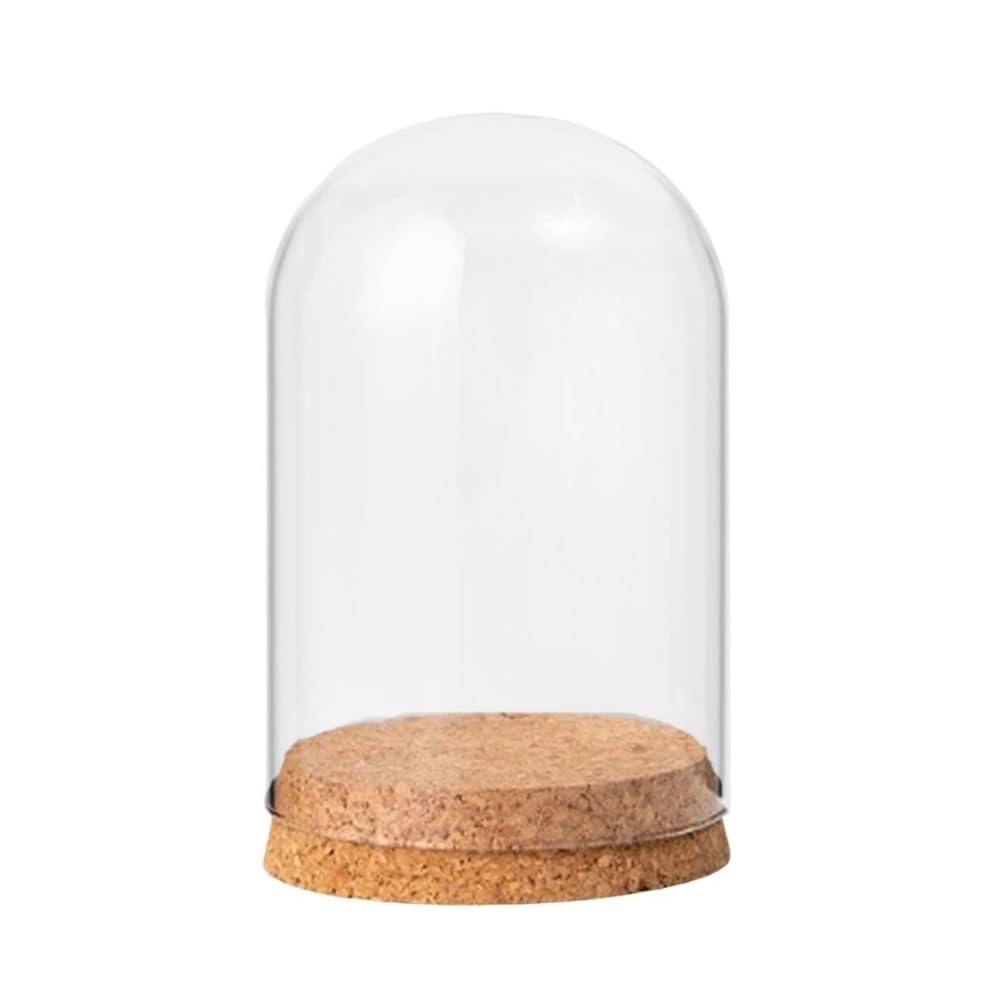 LOMNCHSG Glass Cloche Dome, Glass Cloche Dome Wooden Base Cover Dry Flower Ornament Multiple Sizes 8-9cmx10-18cm(8cmx10cm)