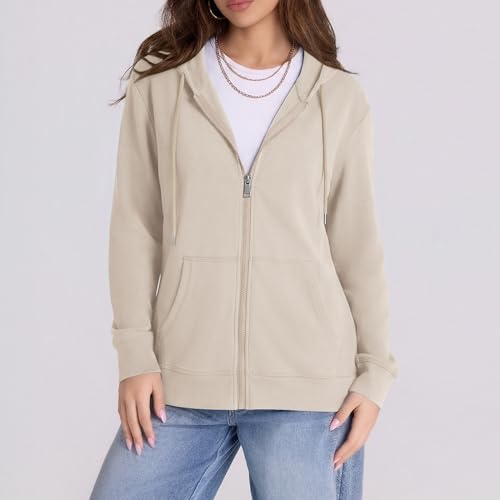 Image of Witsmile Zip Up Hoodie Women Oversized Sweatshirt Long Sleeve 2026 Fall Outfit Lightweight Jackets Workout Clothes