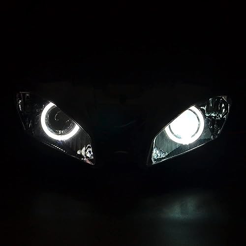 Miniatura 7 de Conjunto de faros LED Angel Demon Eyes HID Bombilla para Yamaha YZF R6 2008-2014 (blanco y azul)