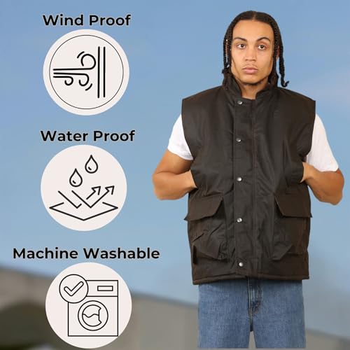 Chaleco impermeable de hombre acolchado para evitar el frío en el torso 6