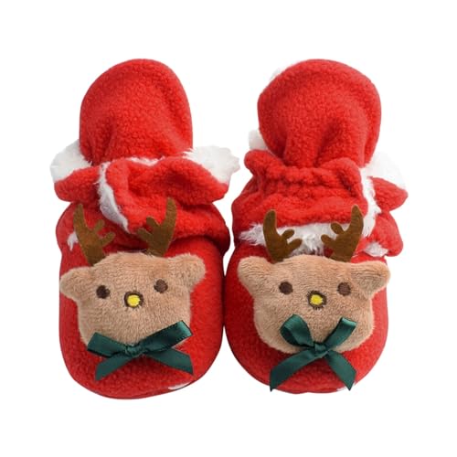 sfdgfhyf Cartoon Shoes for Toddler Infant Christmas Booties Soft Baby Santa Winter Warm Fleece Slippers Snow Boots Crib