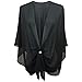 eXcaped Womens Evening Wrap Sheer Chiffon Cape and Silver Scarf Ring Set -Black