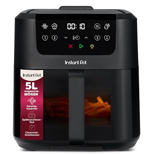 Instant Pot Vortex Compact Schwarz-Heißluftfritteuse 5 l Korb, Familiengröße, 4 in 1 – Heißluftfrittieren, Trocknen, Backen, Aufwärmen… – Ansicht 1