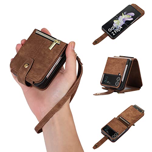 Coque Samsung Z Flip 4 cuir marron élégante pour sorties et voyages