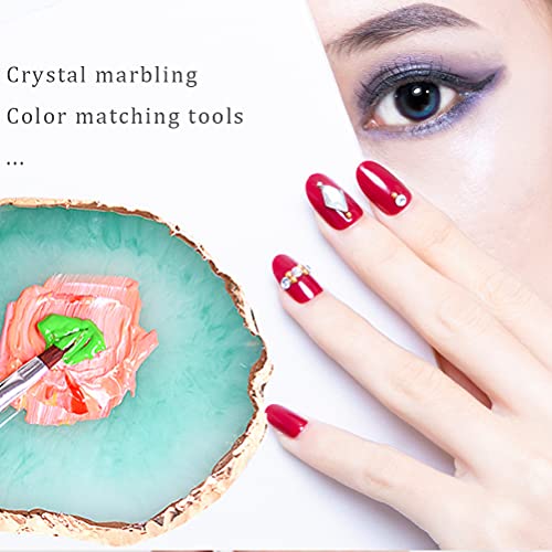 2 Pcs Resin Nail Art Palette, Nails Art Painting Palettes Gold Edge Nail Holder Nail Art Display Board Easter Gifts for Women Easter Basket Stuffers - Thumbnail 6