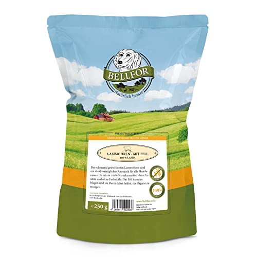 Produktbild von Bellfor Lammohren mit Fell Kauartikel für Hunde - 250 g