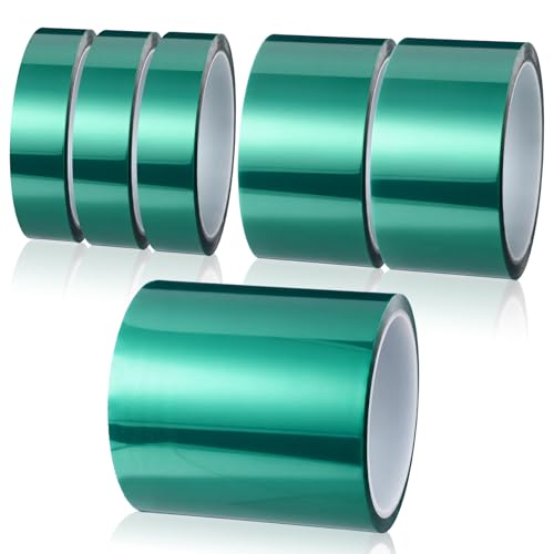 Image of 6 Pcs High Temp Tape Total 648 ft Green Pet Heat Resistant Masking Tape Sublimation Silicone Adhesive No Residue 392f for DIY Epoxy Resin Powder Coating Circuit Board(1 inch 2 inch 4 inch)