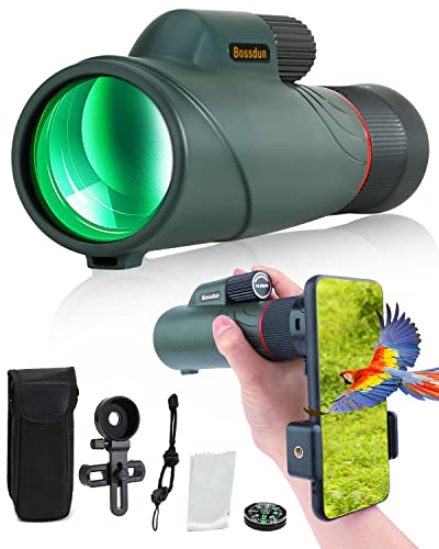 10-20x50 Zoom Telescopio Monoculare,Monoculare Professionale Potente con Prisma BAK4 per Adulti HD Telescope impermeabile Monoculaire Léger avec Adaptateur pour l'Observation des Oiseaux (green)