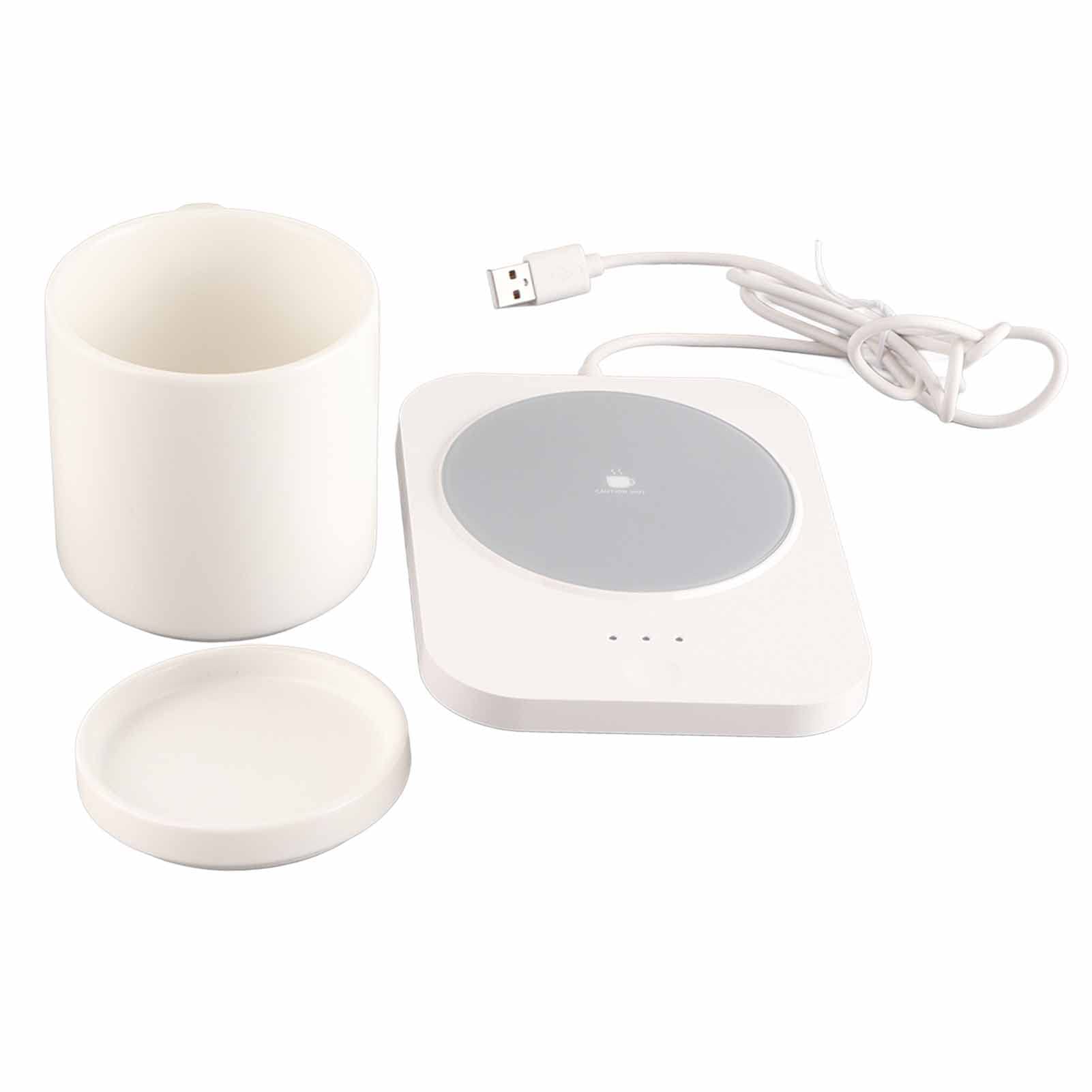 Scaldatazze Alimentato Tramite USB da 55 ℃ - Scaldatazze Per Latte con 3 Impostazioni di Temperatura, Ideale Per Scrivanie di Casa E Ufficio(Bianco)
