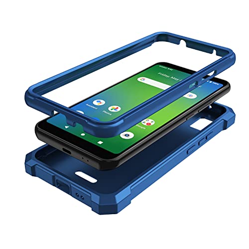 Haij For Cricket Vision Plus Case, With Tempered Glass Screen Protector 360 Full-Body Soft Tpu Bumper Shockproof Silicone Protective Phone Cover Case For Cricket Vision Plus/Cricket Emmett (Blue) #TOP1