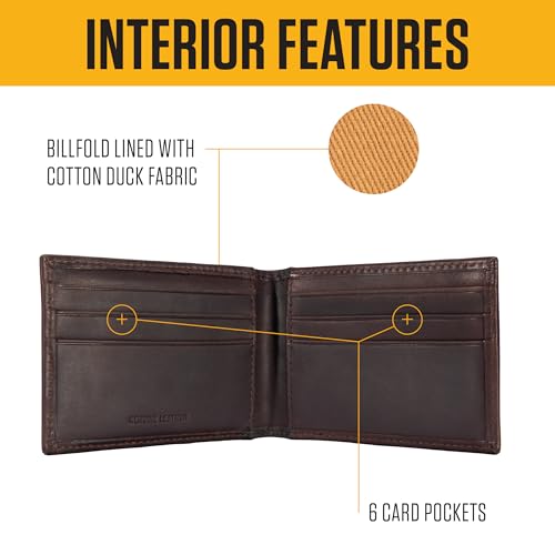 Image of Carhartt Men's Oil Tan Leather Wallet, Front Pocket, Passcase & Trifold Designs, Long-Lasting Construction, Gifts for Men